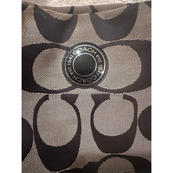 Coach Signature Stripe File Crossbody Zip Shoulder Bag F19220 Black Vintage Y2K - Picture 2 of 11